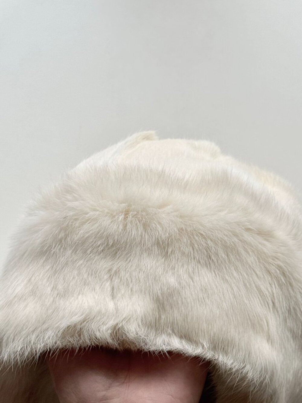 White Real Rabbit Fur Trapper Hat - Picture 8 of 15